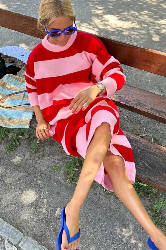 COASTAL STRIPE KNIT GOWN