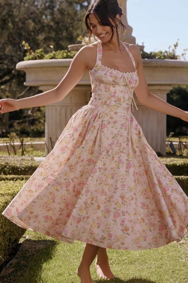 ABIGAIL BLOOM CORSET MIDI DRESS