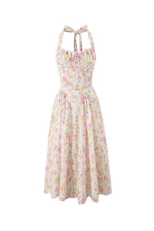 ABIGAIL BLOOM CORSET MIDI DRESS