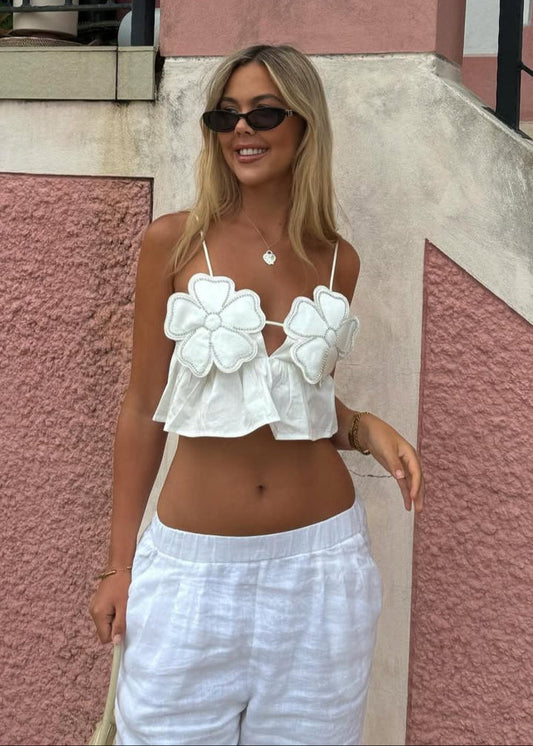 THE VIOLA BRISÉ TOP — WHITE
